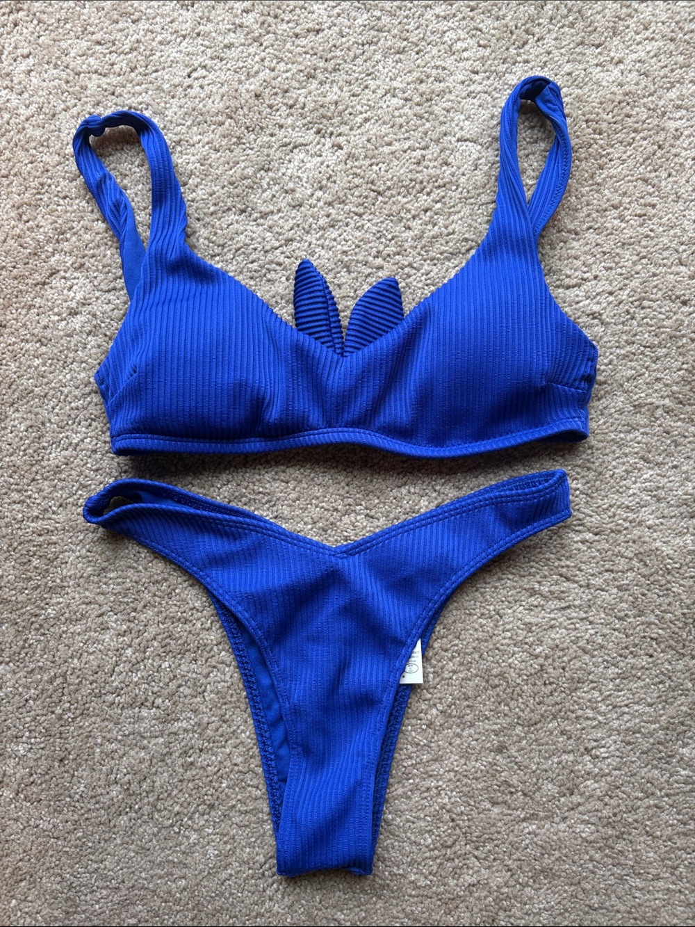 Hollister Ribbed Bikini Set in Bright Blue